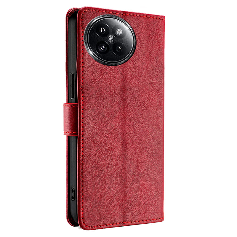 For Xiaomi Civi 4 Pro 5G Case PU Leather Zipper Wallet Anti-scratch Phone Stand Cover - Red