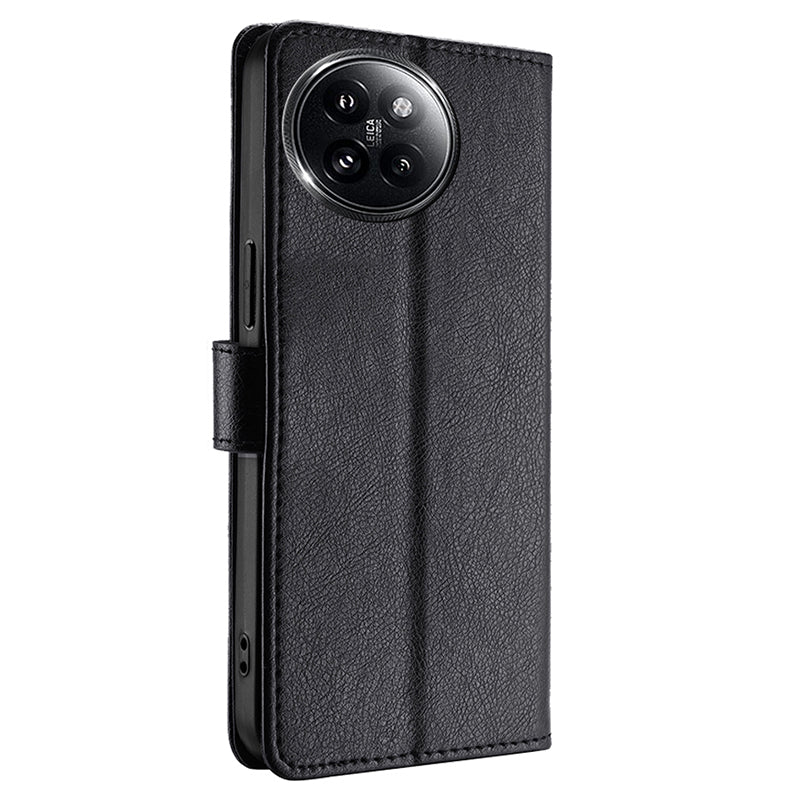 For Xiaomi Civi 4 Pro 5G Case PU Leather Zipper Wallet Anti-scratch Phone Stand Cover - Black