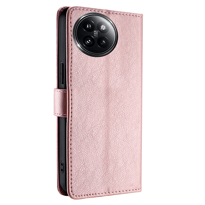 For Xiaomi Civi 4 Pro 5G Case PU Leather Zipper Wallet Anti-scratch Phone Stand Cover - Rose Gold