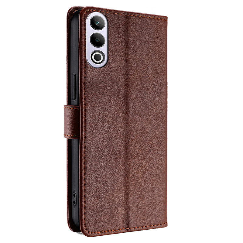 For OnePlus Ace 3V 5G Magnetic Clasp Case Zipper Wallet Leather Phone Cover - Brown