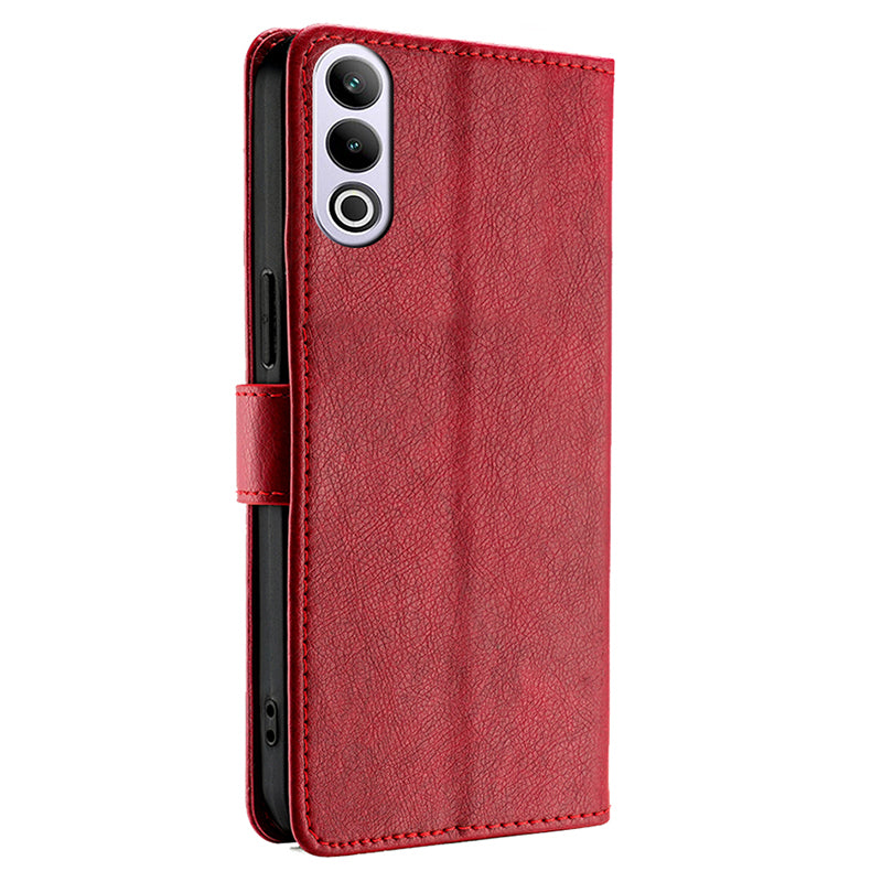For OnePlus Ace 3V 5G Magnetic Clasp Case Zipper Wallet Leather Phone Cover - Red