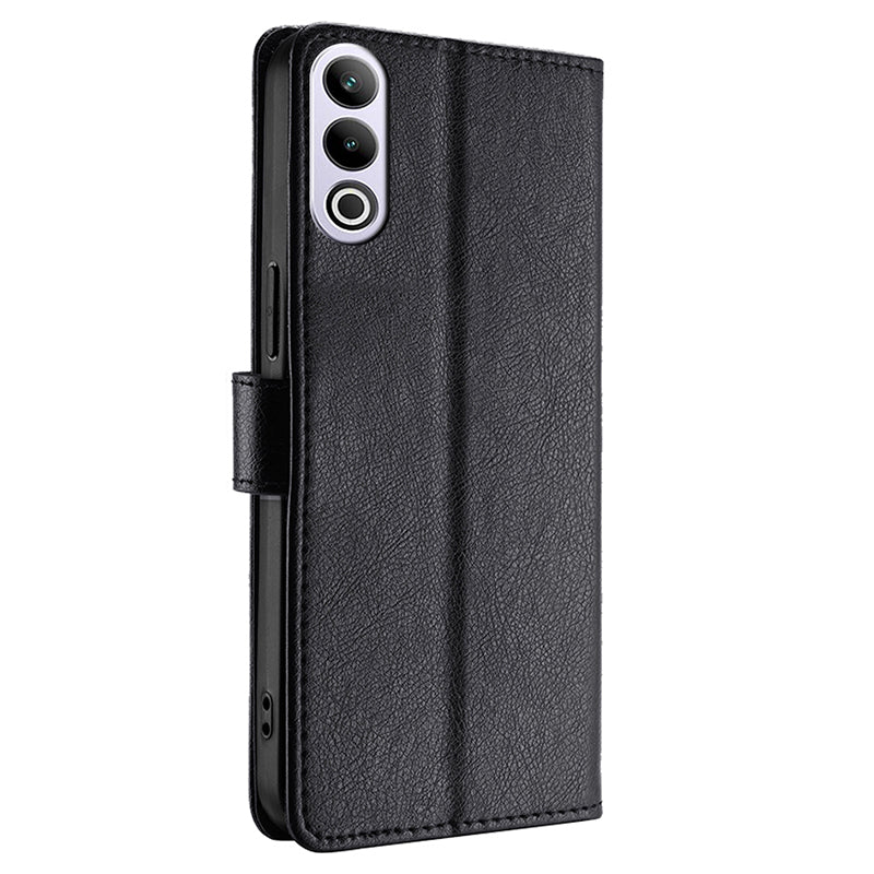 For OnePlus Ace 3V 5G Magnetic Clasp Case Zipper Wallet Leather Phone Cover - Black