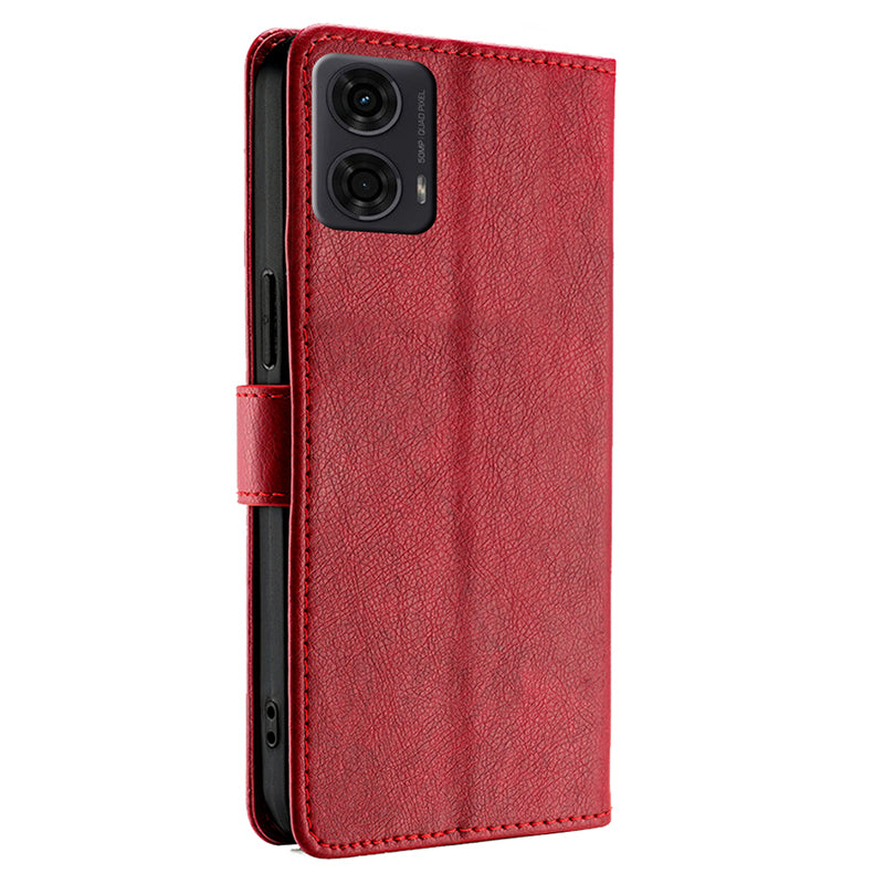 For Motorola Moto G24 4G / G04 4G Phone Case Zipper Pocket Anti-drop Wallet Leather Cover - Red