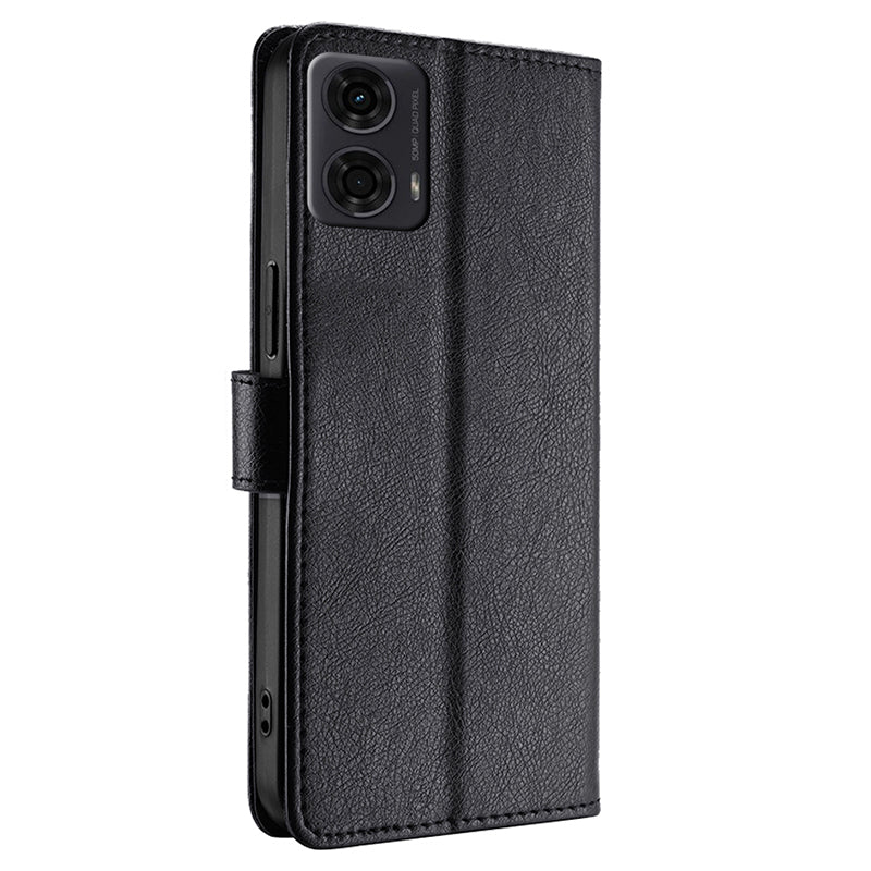 For Motorola Moto G24 4G / G04 4G Phone Case Zipper Pocket Anti-drop Wallet Leather Cover - Black