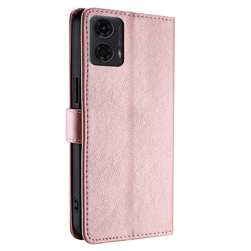 For Motorola Moto G24 4G / G04 4G Phone Case Zipper Pocket Anti-drop Wallet Leather Cover - Rose Gold
