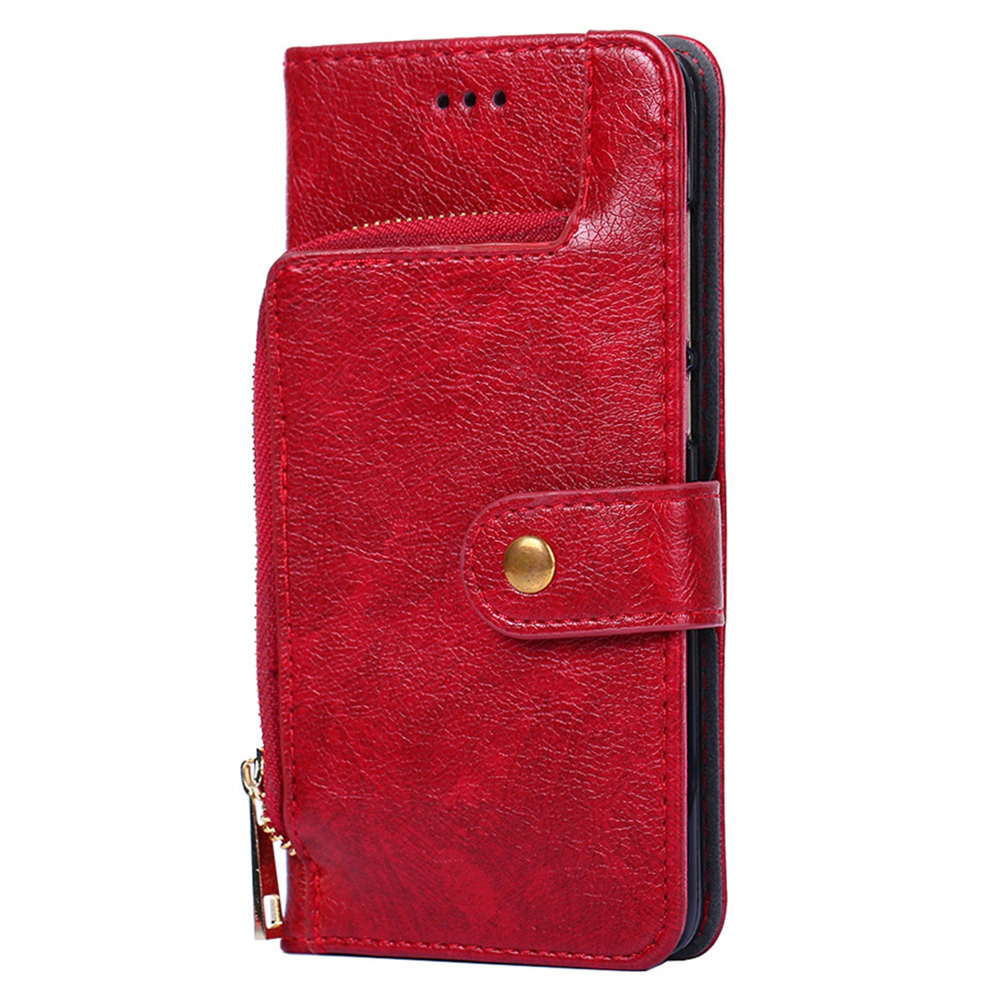 For Realme 12 Pro 5G / 12 Pro+ 5G Zipper Wallet Case Anti-drop Leather Stand Phone Cover - Red