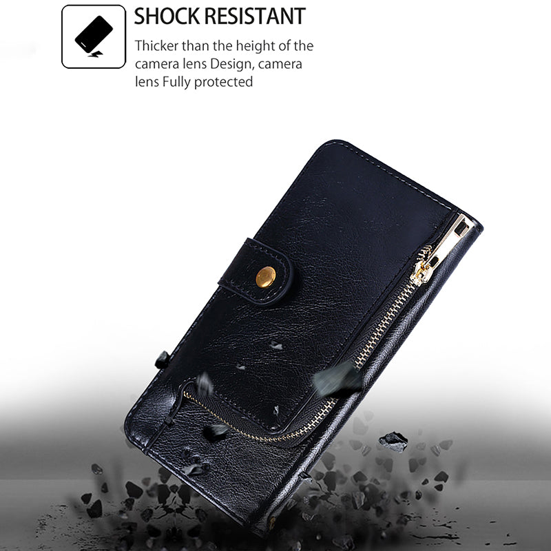 For Transsion Tecno Pova 6 Pro 5G Zipper Wallet Case Full Protection Leather Phone Protector - Black