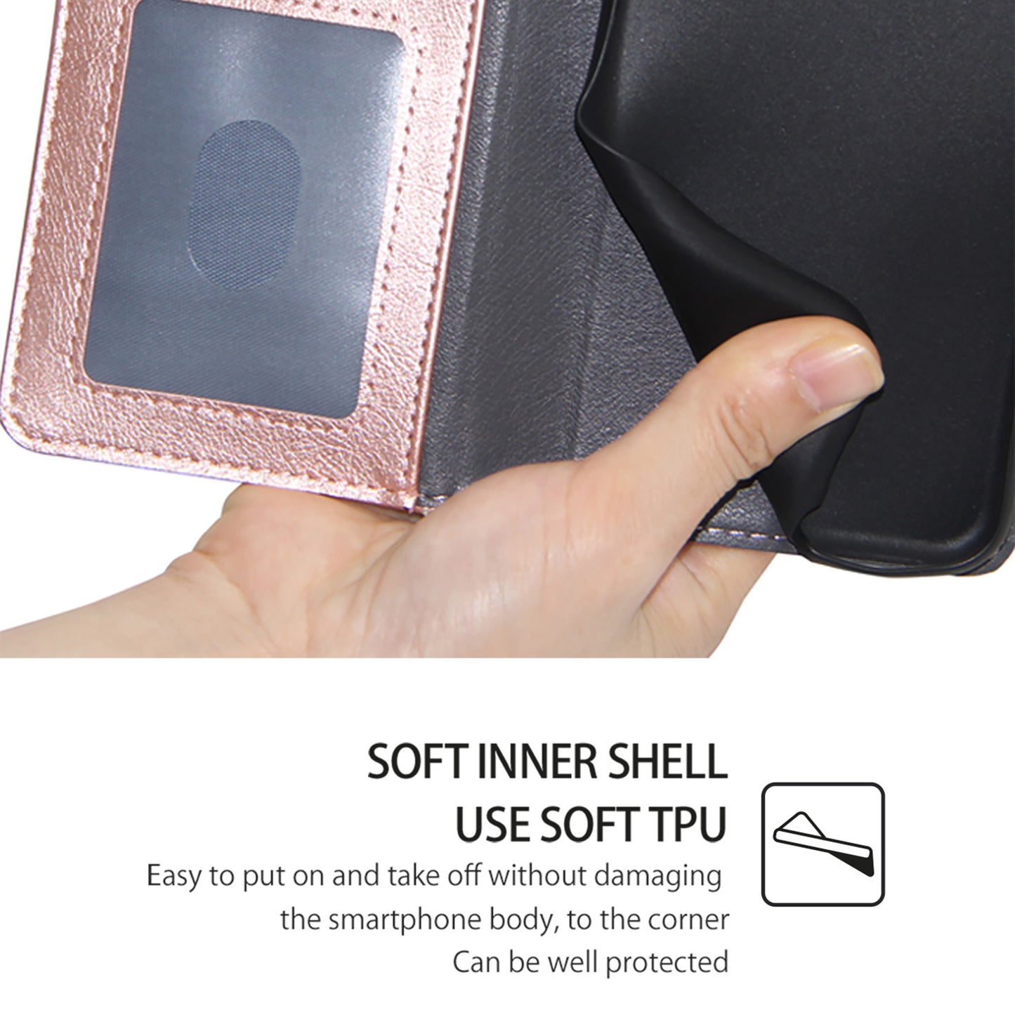 For Realme 12 Case Leather Zipper Wallet Phone Cover with Magnetic Closure - Rose Gold