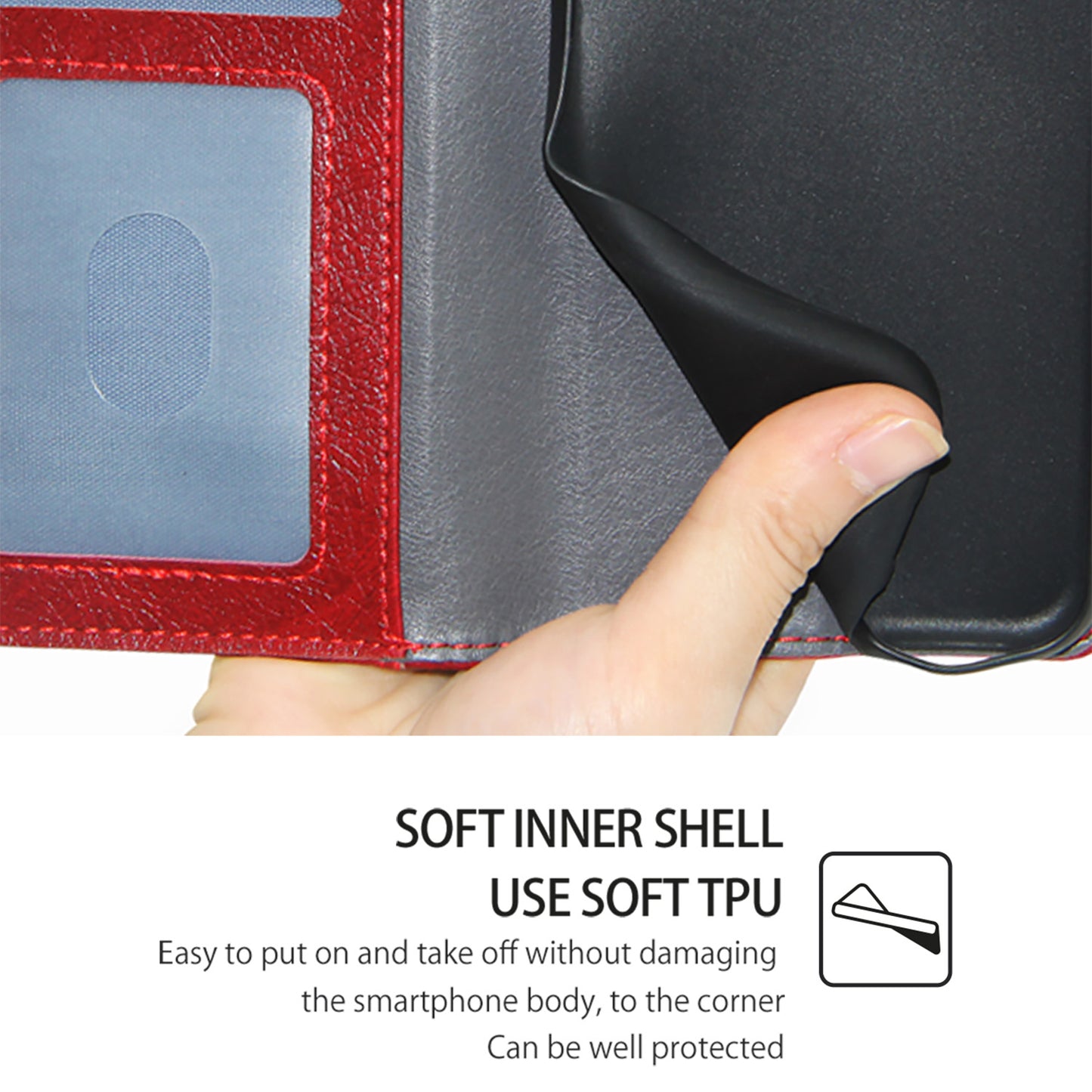 For Realme 12 Case Leather Zipper Wallet Phone Cover with Magnetic Closure - Red