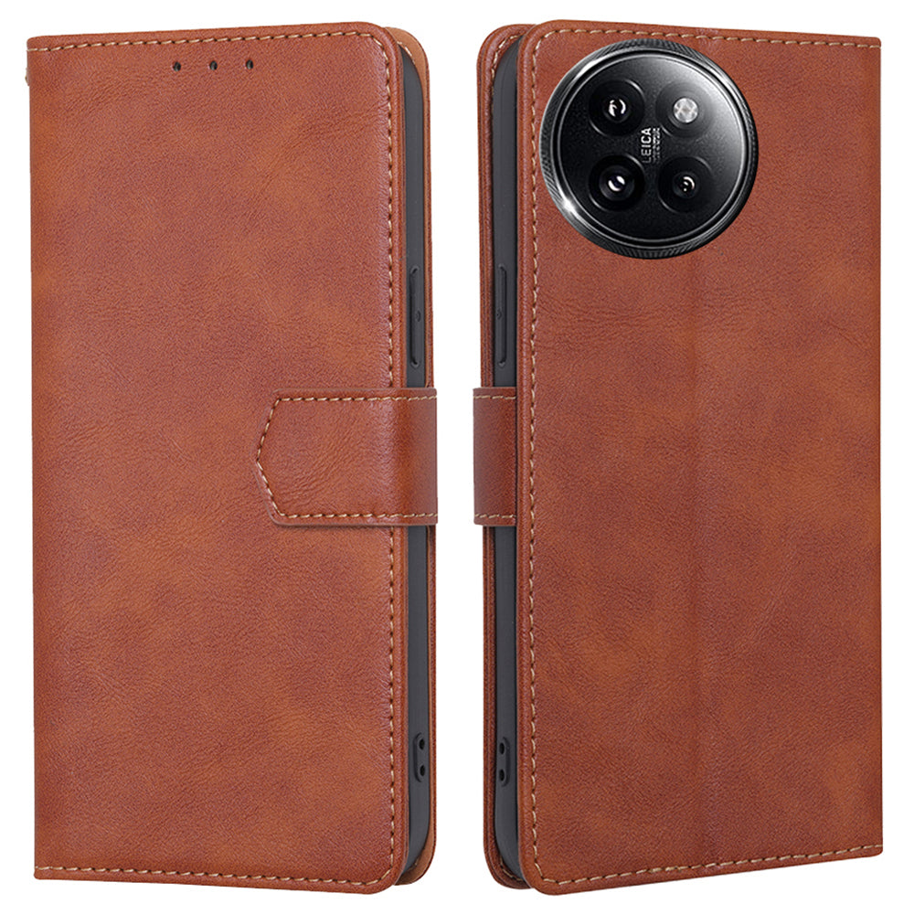For Xiaomi Civi 4 Pro 5G Case with RFID Blocking Magnetic Buckle PU Leather Phone Cover - Brown