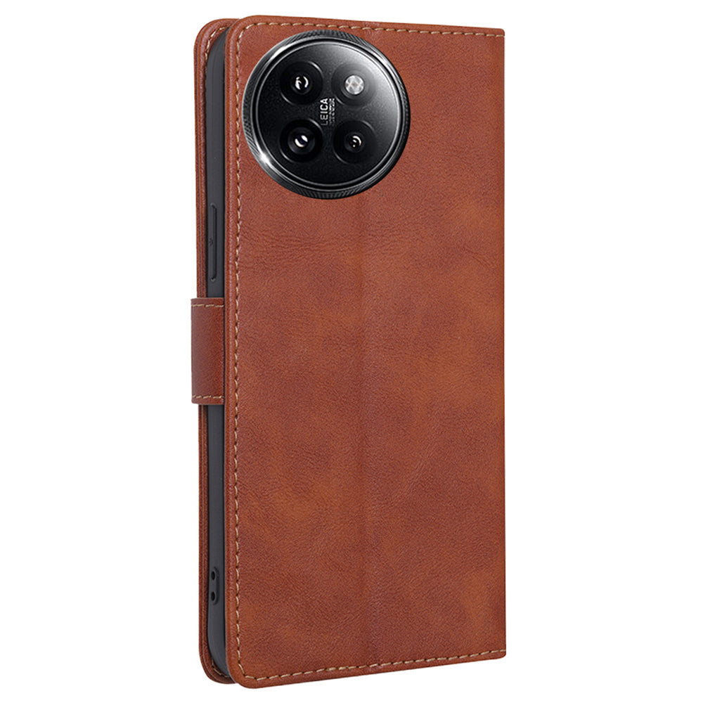 For Xiaomi Civi 4 Pro 5G Case with RFID Blocking Magnetic Buckle PU Leather Phone Cover - Brown