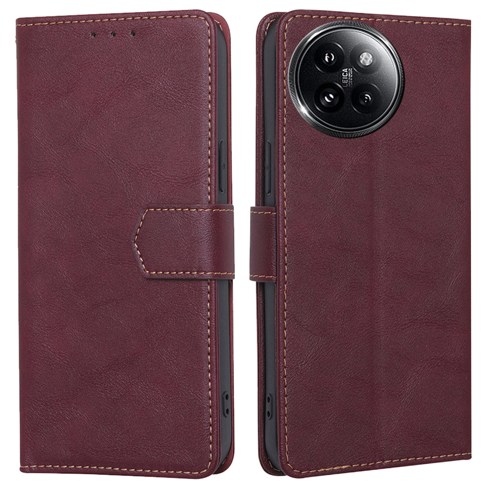 For Xiaomi Civi 4 Pro 5G Case with RFID Blocking Magnetic Buckle PU Leather Phone Cover - Wine Red