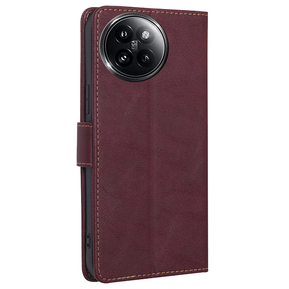 For Xiaomi Civi 4 Pro 5G Case with RFID Blocking Magnetic Buckle PU Leather Phone Cover - Wine Red