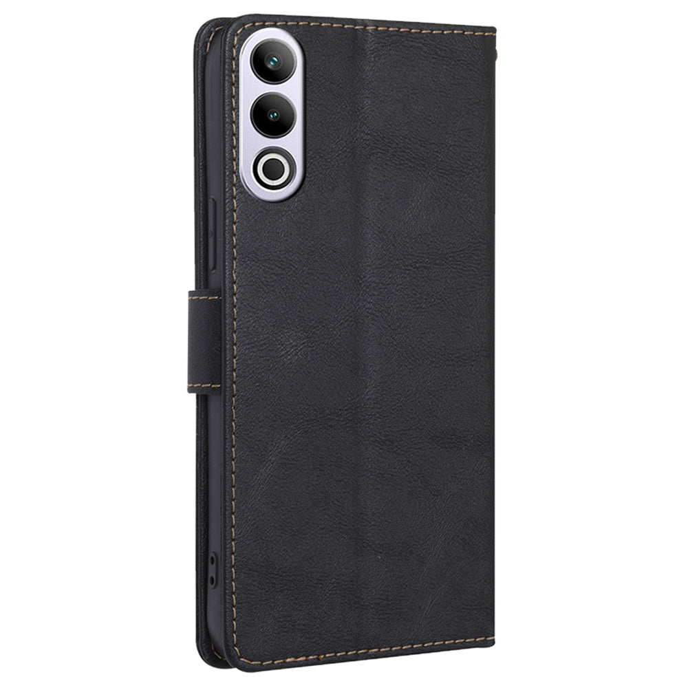 For OnePlus Ace 3V 5G Magnetic Case Anti-drop Cowhide Texture RFID Blocking Phone Cover - Black