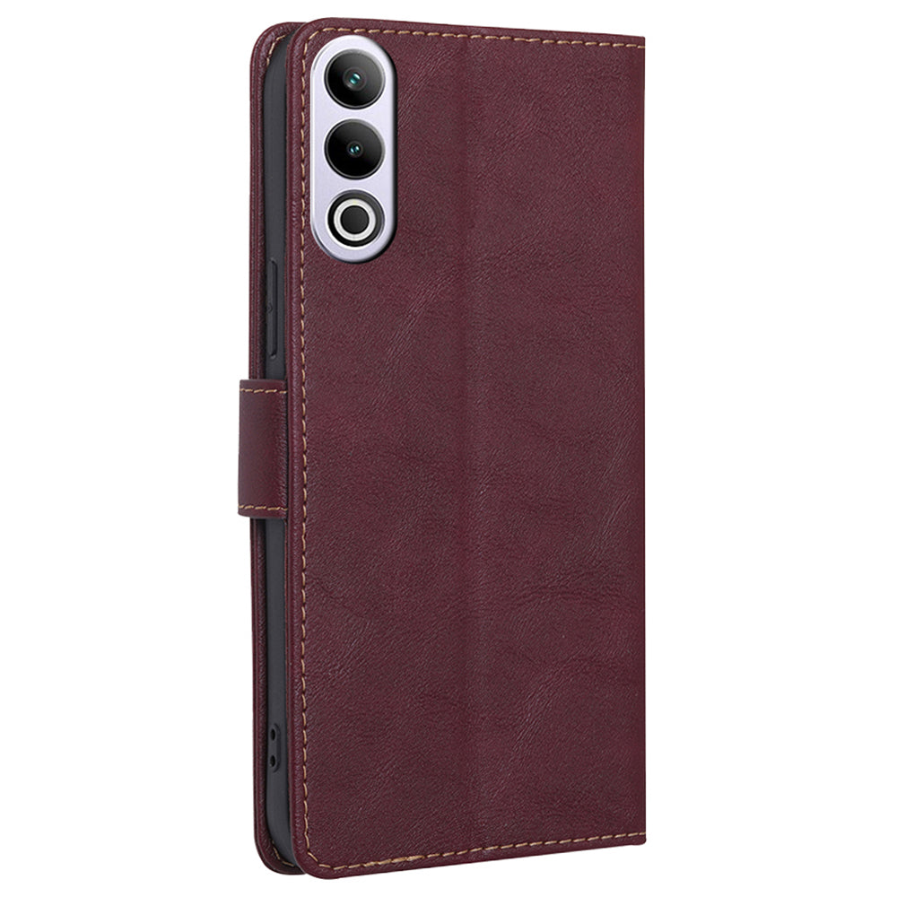 For OnePlus Ace 3V 5G Magnetic Case Anti-drop Cowhide Texture RFID Blocking Phone Cover - Wine Red