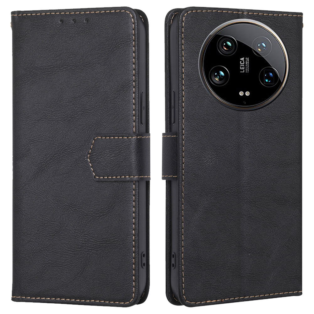 For Xiaomi 14 Ultra Case PU Leather Magnetic Flip Wallet-Style Phone Cover RFID Blocking Wholesale - Black