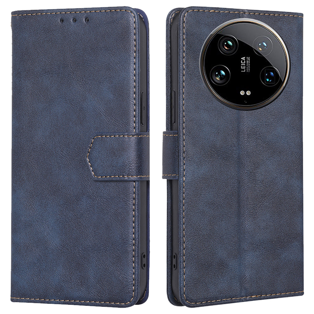 For Xiaomi 14 Ultra Case PU Leather Magnetic Flip Wallet-Style Phone Cover RFID Blocking Wholesale - Blue