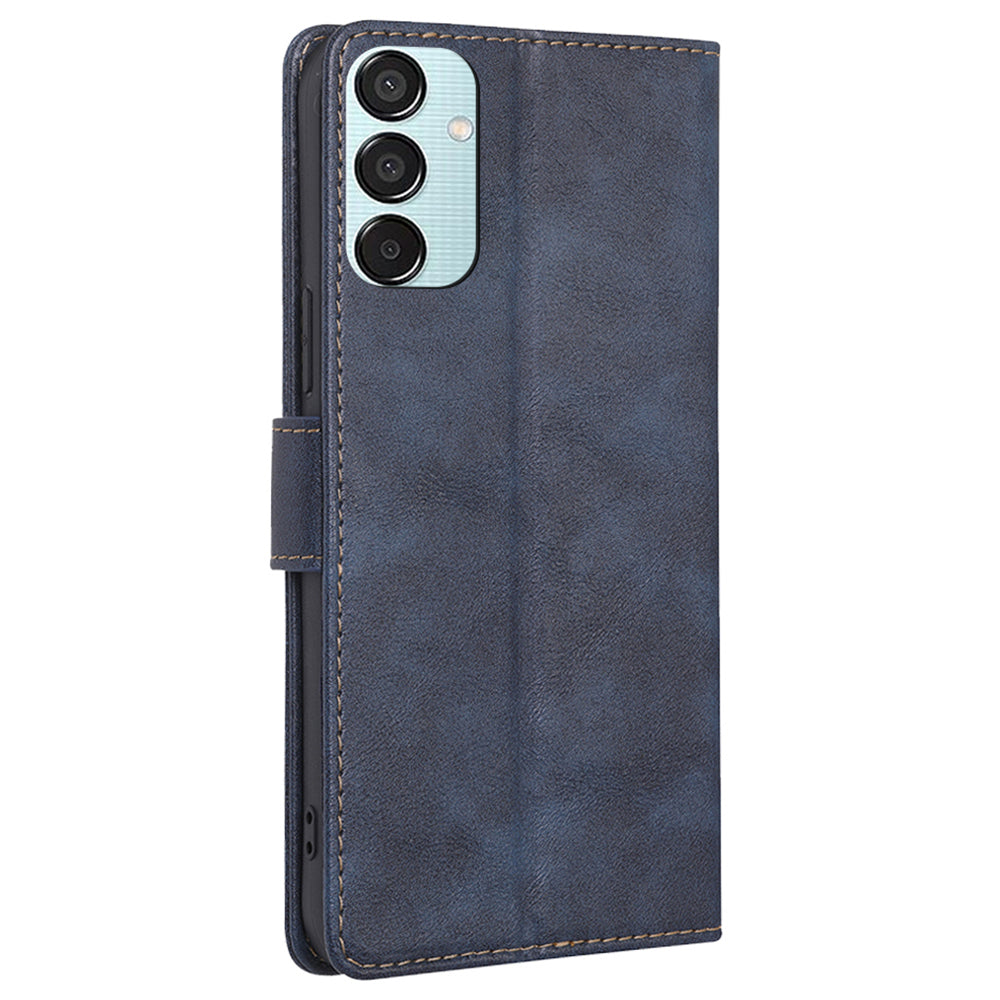 For Samsung Galaxy M15 5G Case Magnetic Clasp Flip Leather RFID Blocking Phone Cover - Blue