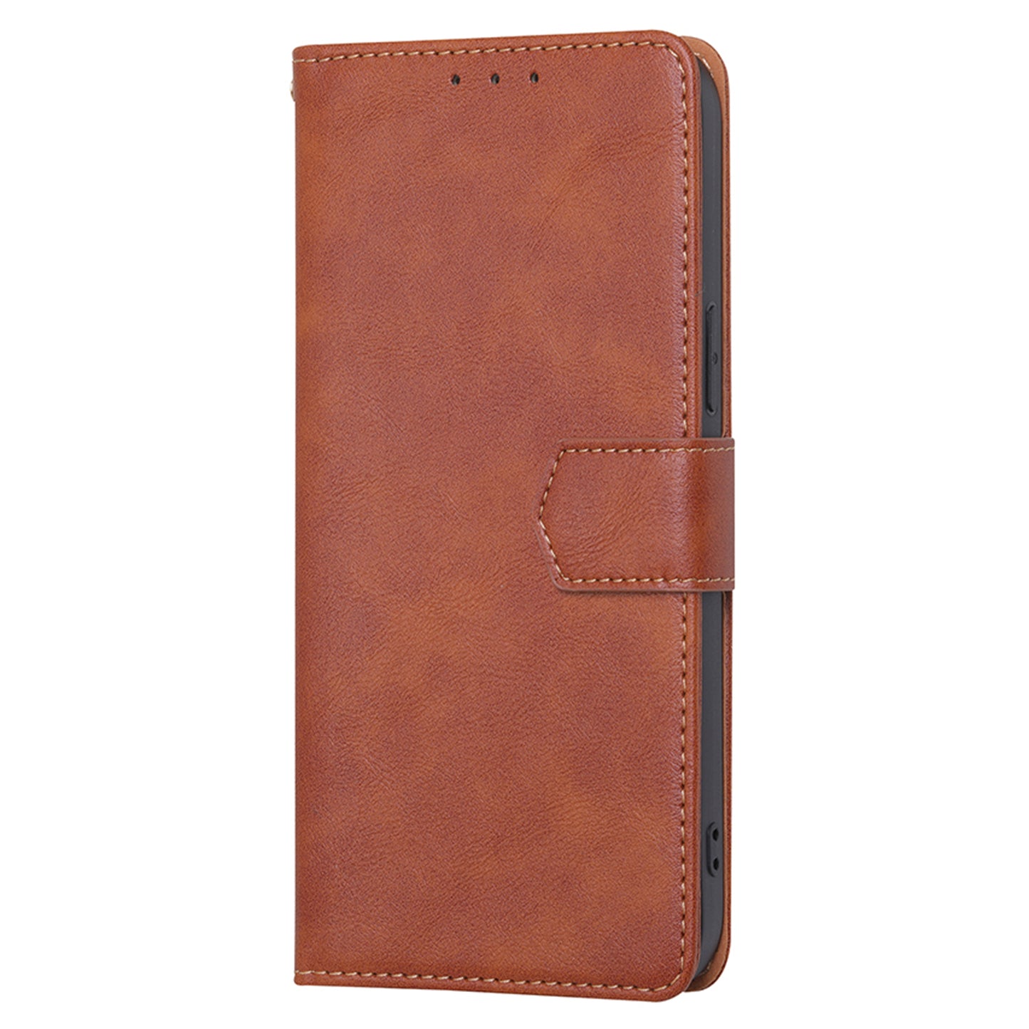 For Samsung Galaxy M15 5G Case Magnetic Clasp Flip Leather RFID Blocking Phone Cover - Brown