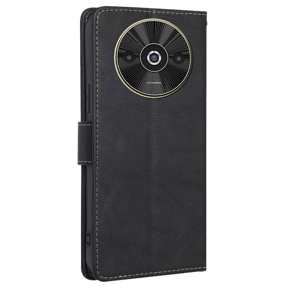 For Xiaomi Redmi A3 / Poco C61 4G Case PU Leather Magnetic Flip Wallet Phone Cover RFID Blocking Wholesale - Black