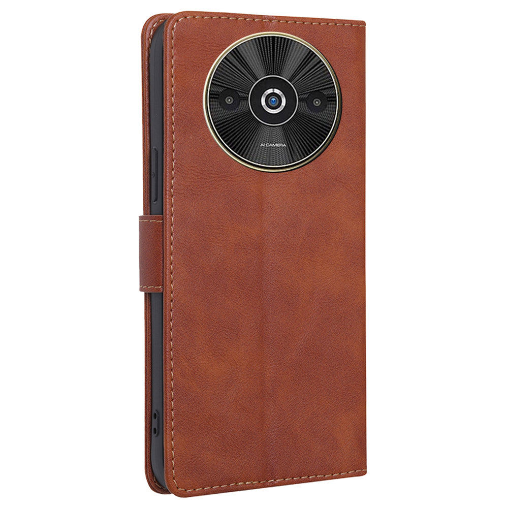 For Xiaomi Redmi A3 / Poco C61 4G Case PU Leather Magnetic Flip Wallet Phone Cover RFID Blocking Wholesale - Brown