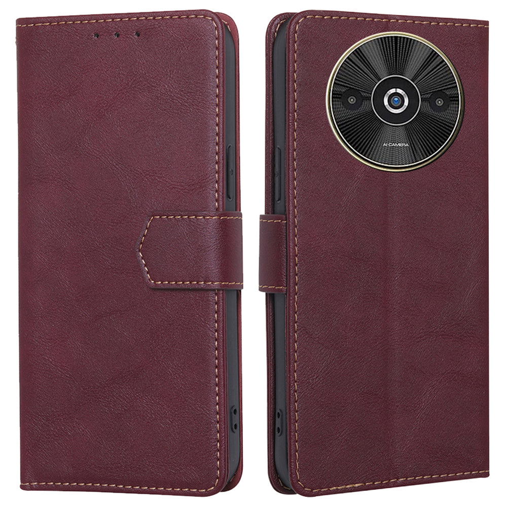For Xiaomi Redmi A3 / Poco C61 4G Case PU Leather Magnetic Flip Wallet Phone Cover RFID Blocking Wholesale - Wine Red