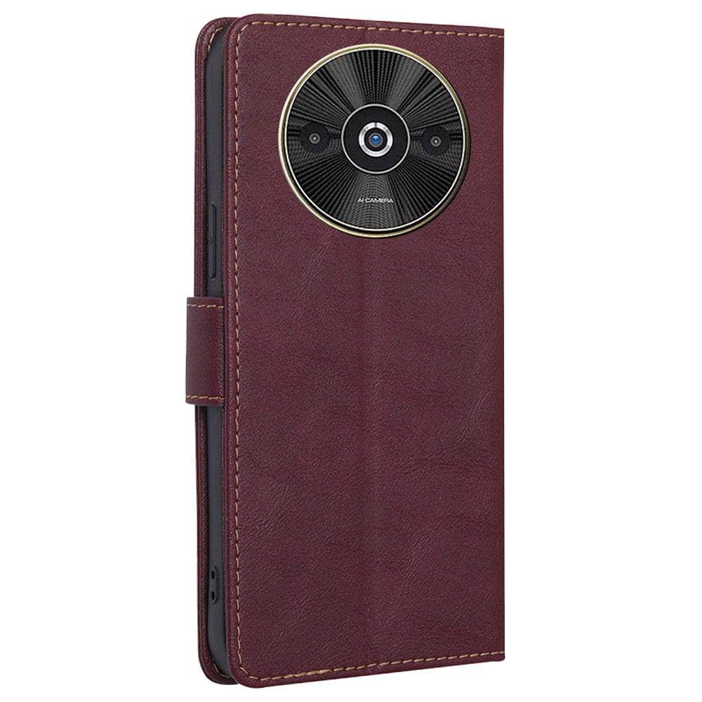 For Xiaomi Redmi A3 / Poco C61 4G Case PU Leather Magnetic Flip Wallet Phone Cover RFID Blocking Wholesale - Wine Red