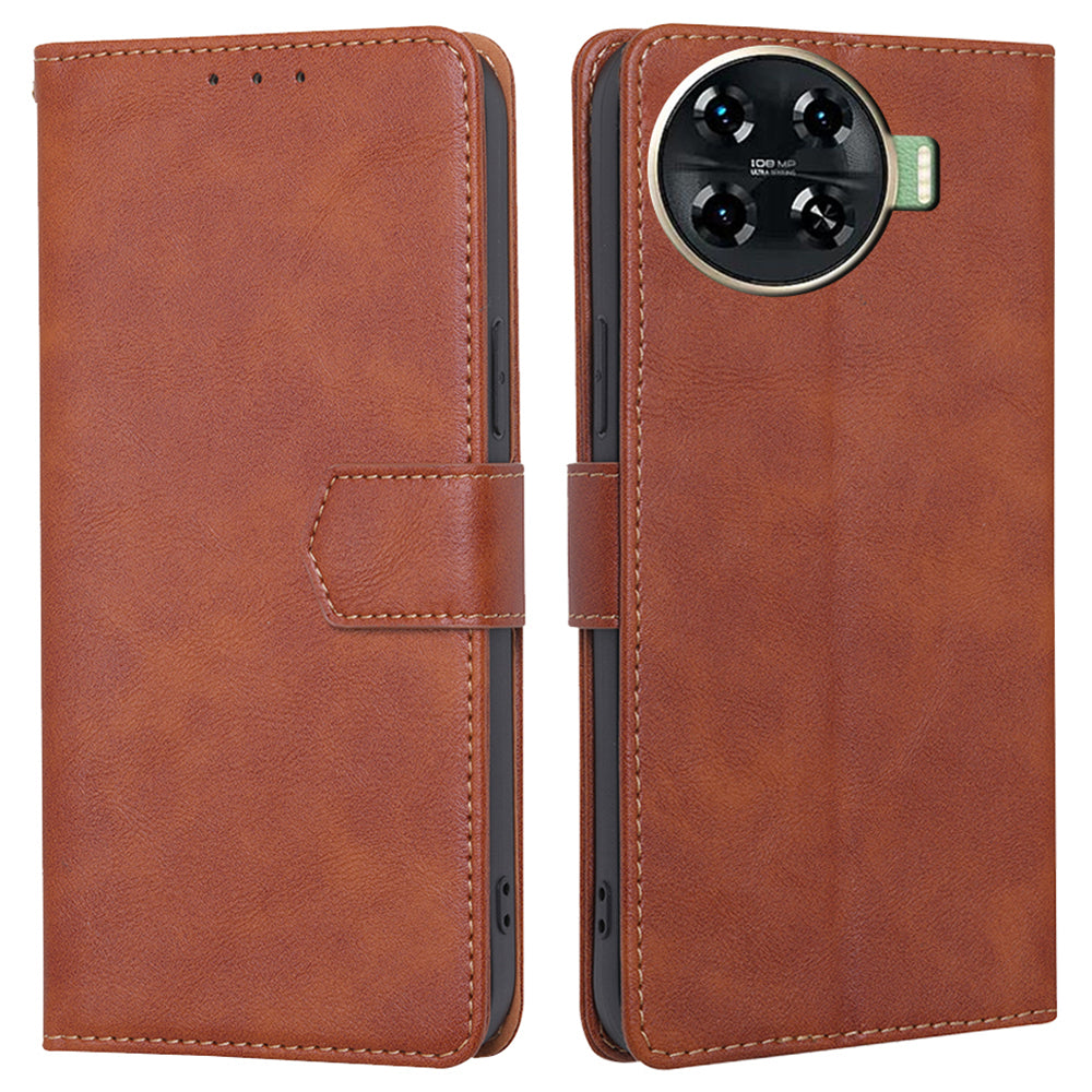 For Transsion Tecno Spark 20 Pro+ Case RFID Blocking Leather Wallet Phone Cover Mobile Accessories Wholesale - Brown