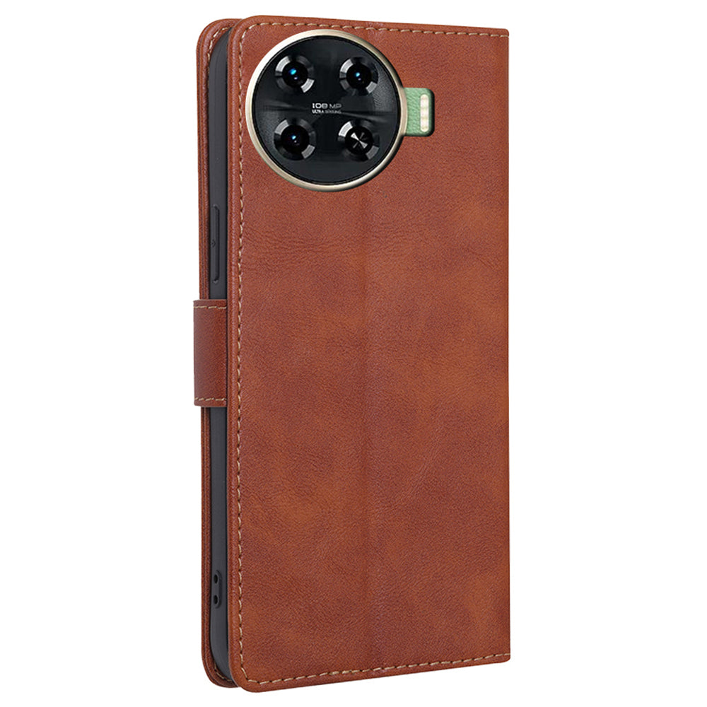 For Transsion Tecno Spark 20 Pro+ Case RFID Blocking Leather Wallet Phone Cover Mobile Accessories Wholesale - Brown