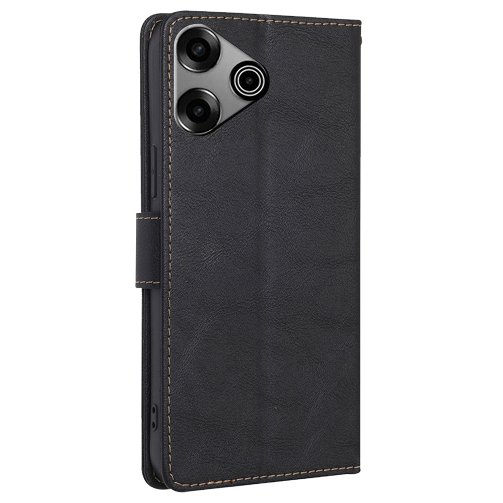 For Transsion Tecno Pova 6 Pro 5G Wallet Case RFID Blocking PU Leather Wholesale Phone Case - Black