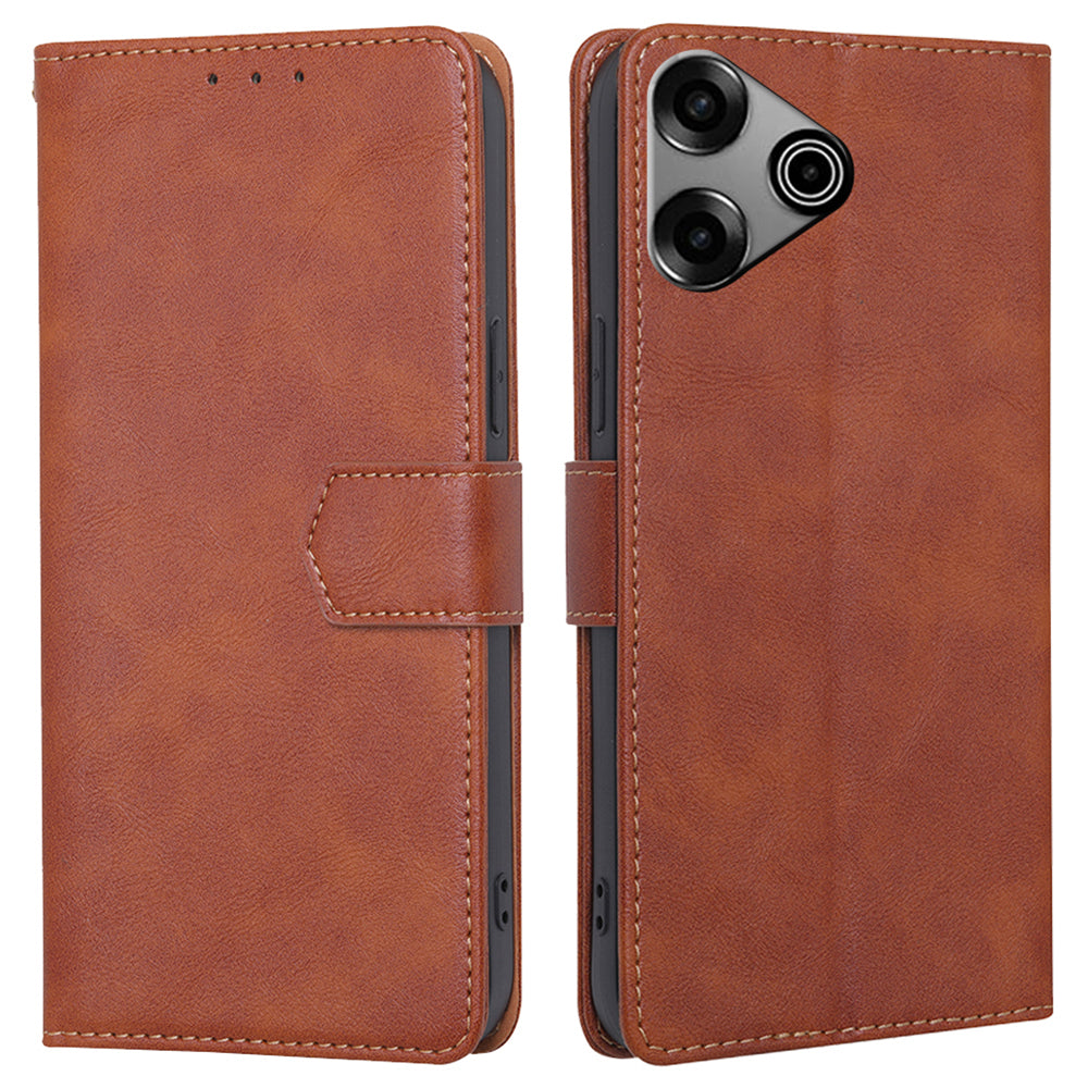 For Transsion Tecno Pova 6 Pro 5G Wallet Case RFID Blocking PU Leather Wholesale Phone Case - Brown