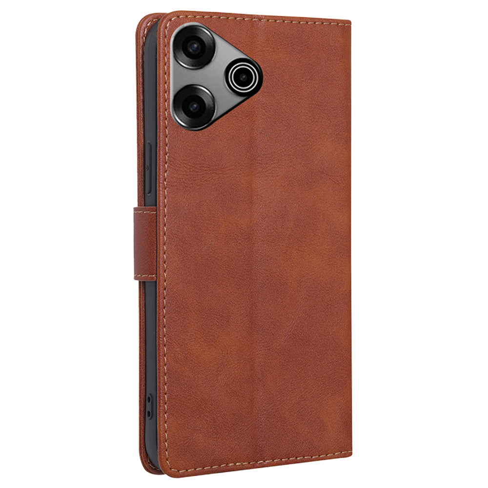For Transsion Tecno Pova 6 Pro 5G Wallet Case RFID Blocking PU Leather Wholesale Phone Case - Brown