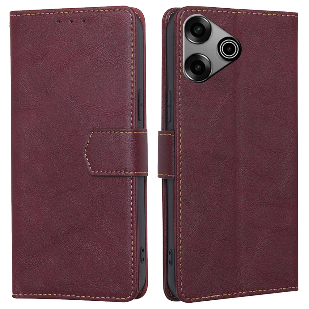 For Transsion Tecno Pova 6 Pro 5G Wallet Case RFID Blocking PU Leather Wholesale Phone Case - Wine Red