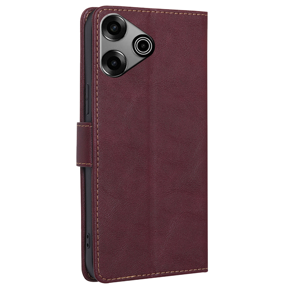 For Transsion Tecno Pova 6 Pro 5G Wallet Case RFID Blocking PU Leather Wholesale Phone Case - Wine Red