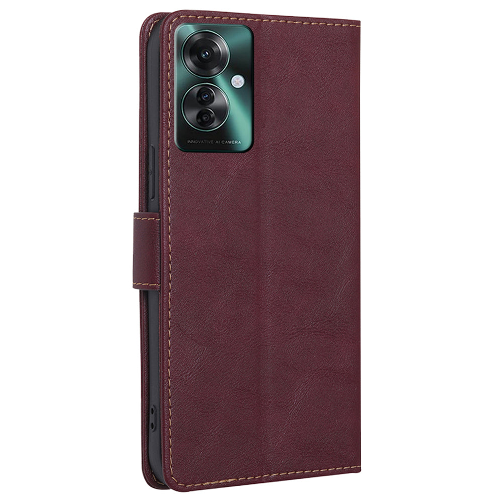 For Oppo Reno11 F 5G / F25 Pro 5G Wallet Case RFID Blocking Leather Cover Cell Phone Accessories Wholesale - Wine Red