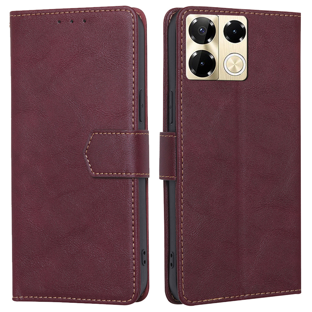 For Transsion Infinix Note 40 Pro 4G Wallet Case RFID Blocking Leather Cover Wholesale Cell Phone Accessories - Wine Red