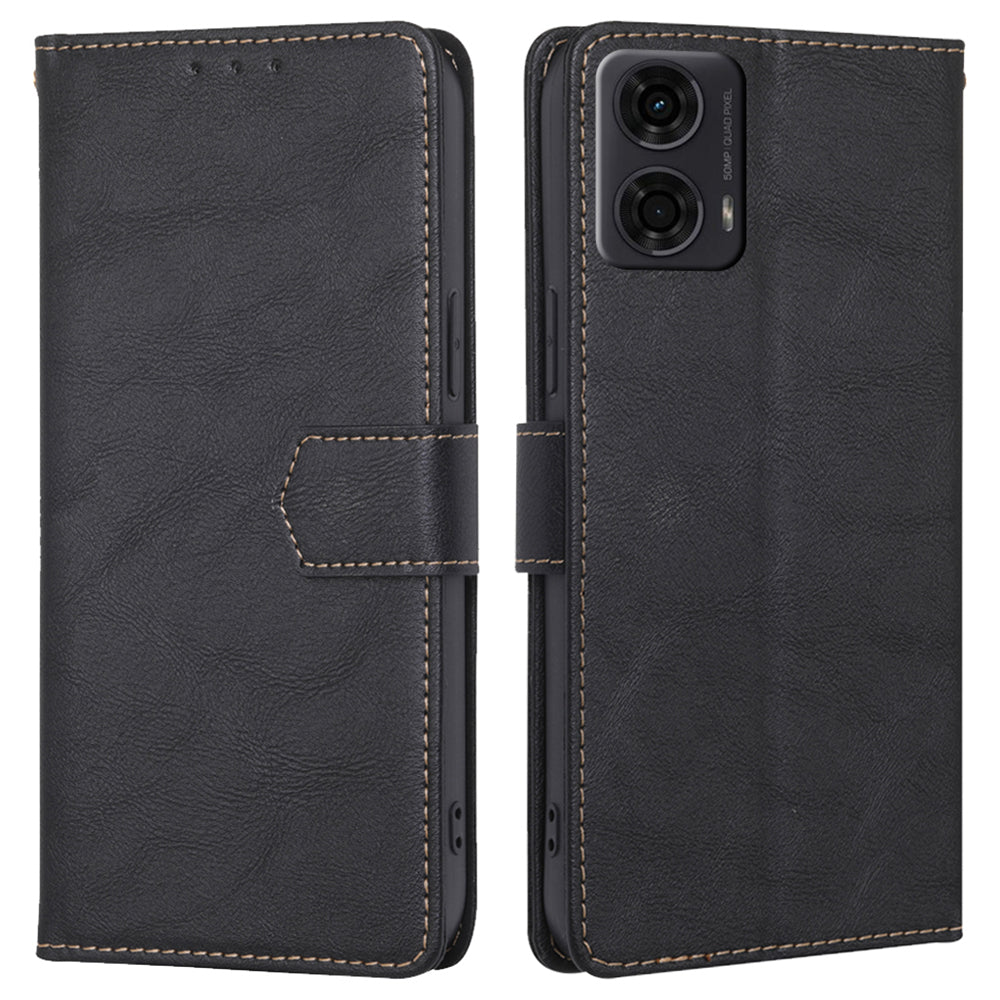 For Motorola Moto G24 4G / Moto G04 4G Wallet Case RFID Blocking Wholesale Leather Phone Cover - Black