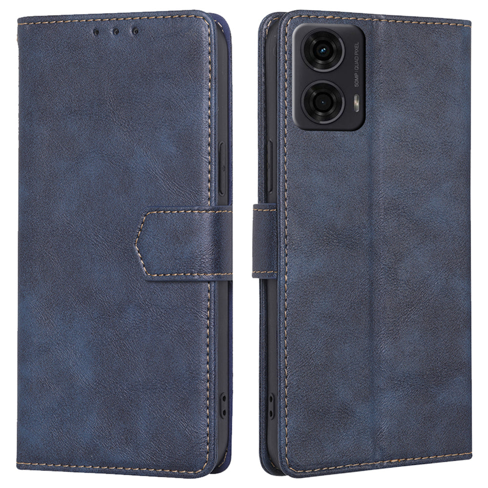 For Motorola Moto G24 4G / Moto G04 4G Wallet Case RFID Blocking Wholesale Leather Phone Cover - Blue