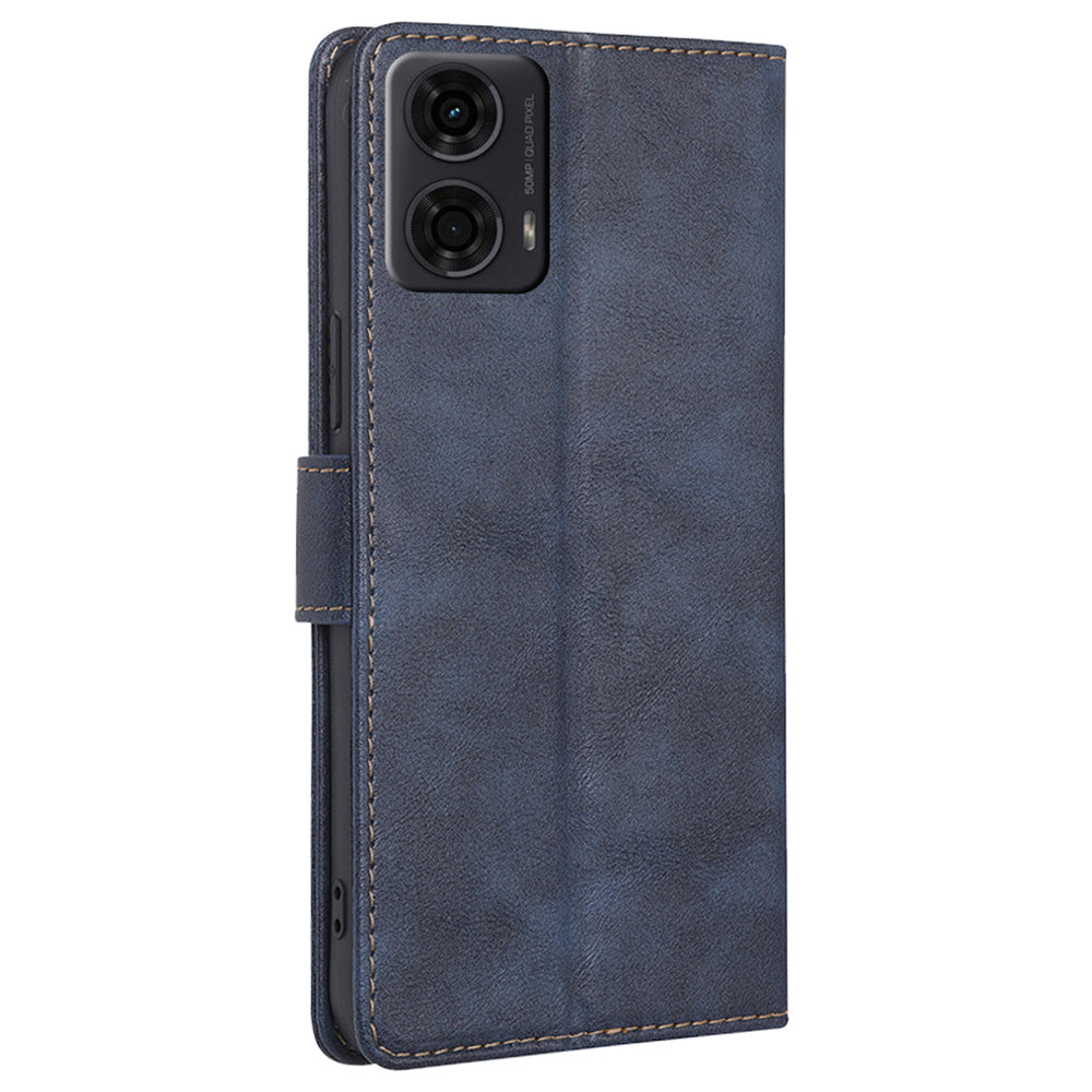 For Motorola Moto G24 4G / Moto G04 4G Wallet Case RFID Blocking Wholesale Leather Phone Cover - Blue