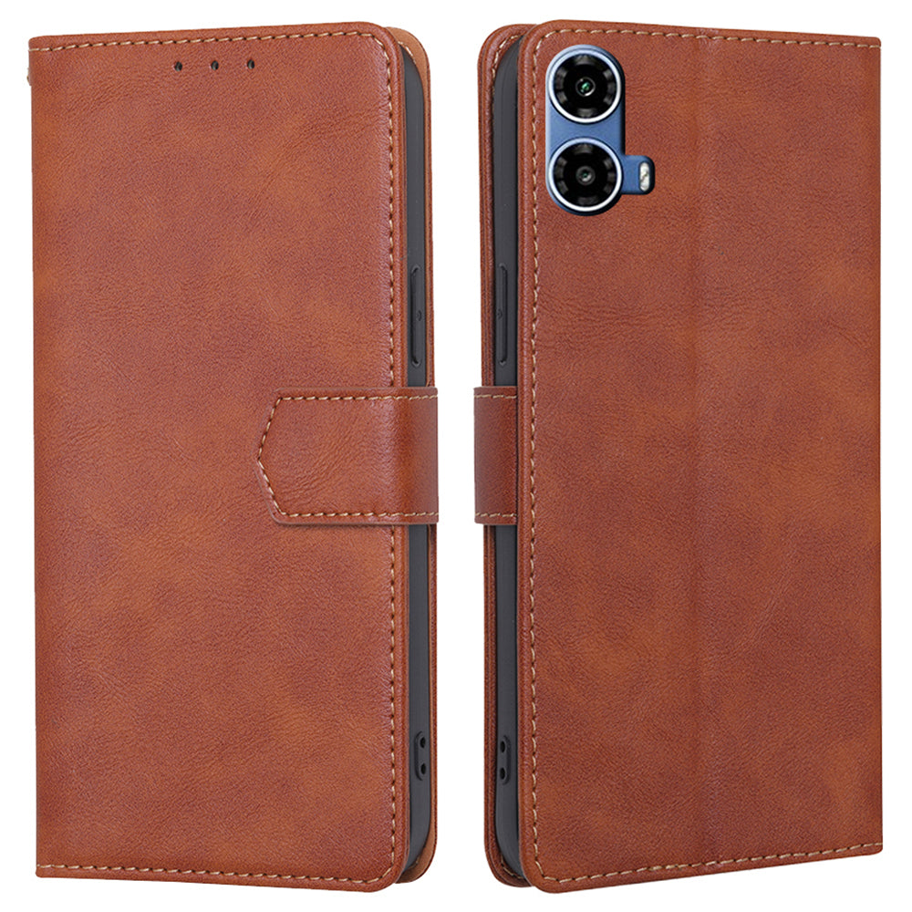 For Motorola Moto G34 5G Case RFID Blocking Leather Wallet Cover Cell Phone Accessories Wholesale - Brown