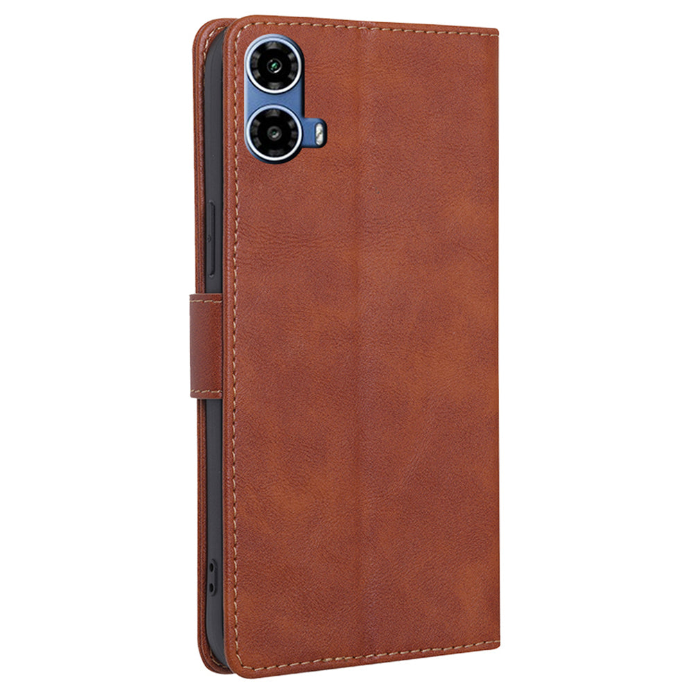 For Motorola Moto G34 5G Case RFID Blocking Leather Wallet Cover Cell Phone Accessories Wholesale - Brown