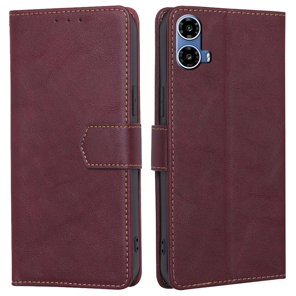 For Motorola Moto G34 5G Case RFID Blocking Leather Wallet Cover Cell Phone Accessories Wholesale - Wine Red