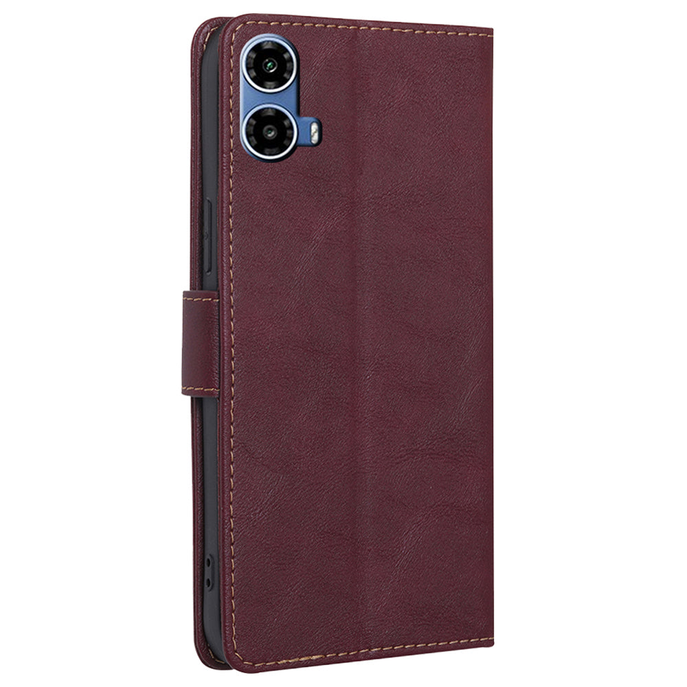 For Motorola Moto G34 5G Case RFID Blocking Leather Wallet Cover Cell Phone Accessories Wholesale - Wine Red