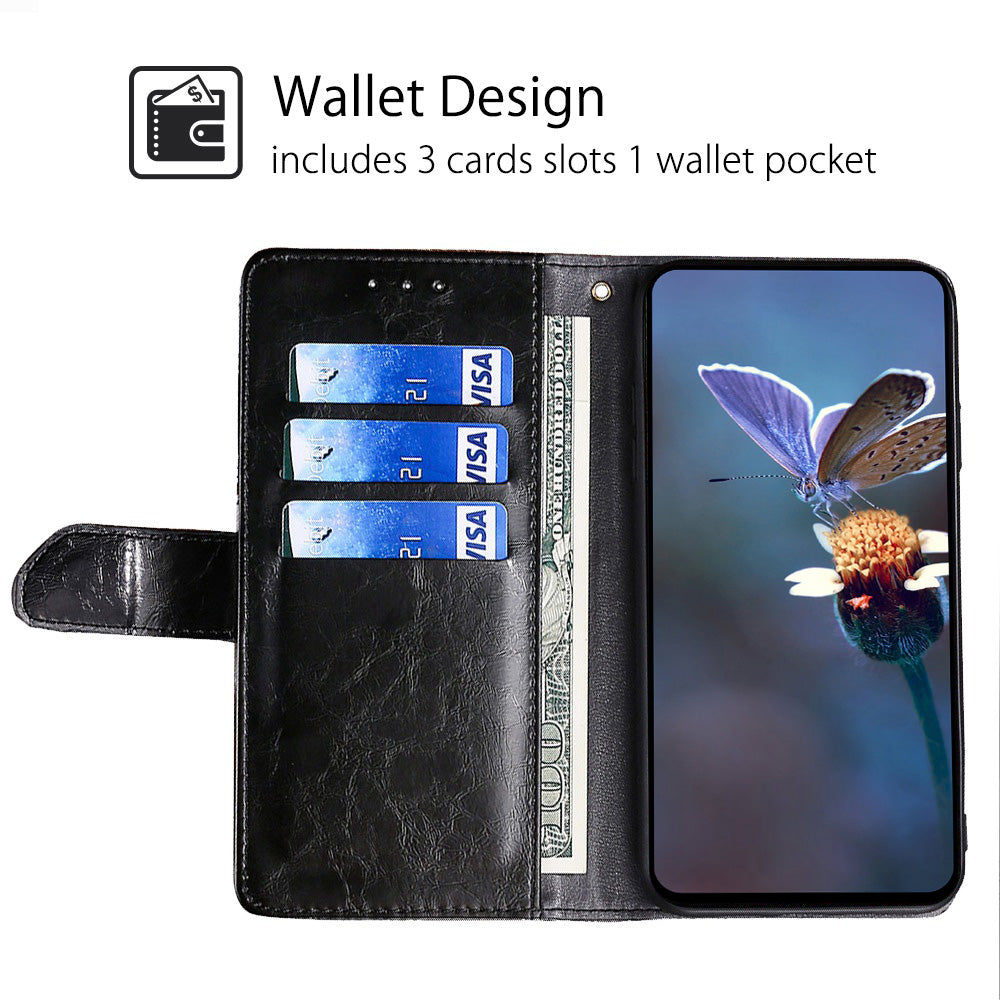 For OnePlus Ace 3V 5G Leather Case Shockproof Geometric Splicing Phone Stand Cover - Black