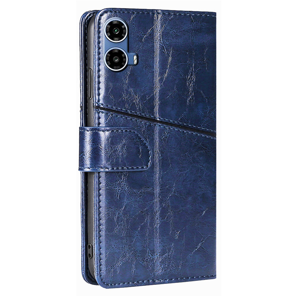 For Motorola Moto G34 5G Case Geometric Splicing Wallet Design Smartphone Cover - Blue
