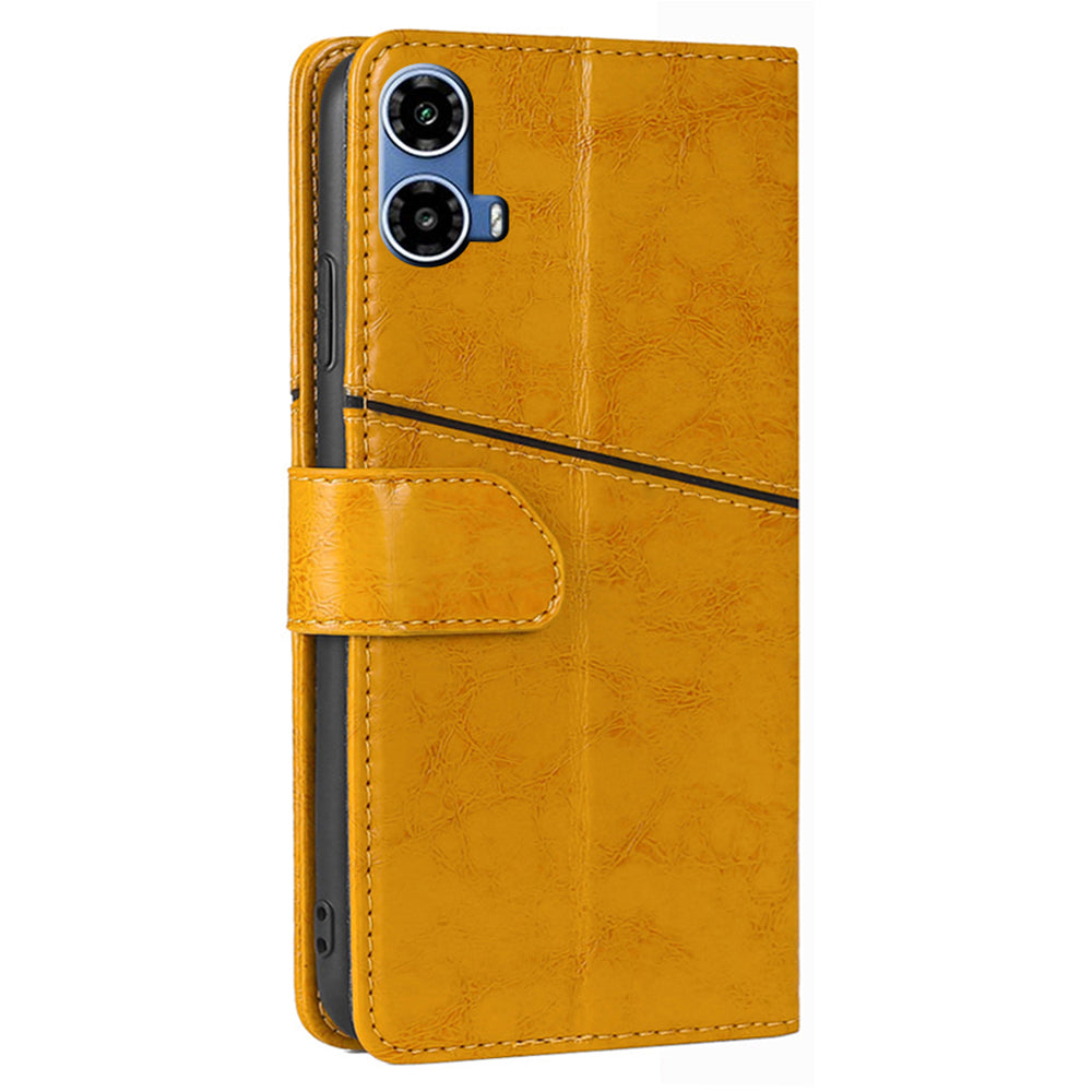 For Motorola Moto G34 5G Case Geometric Splicing Wallet Design Smartphone Cover - Yellow