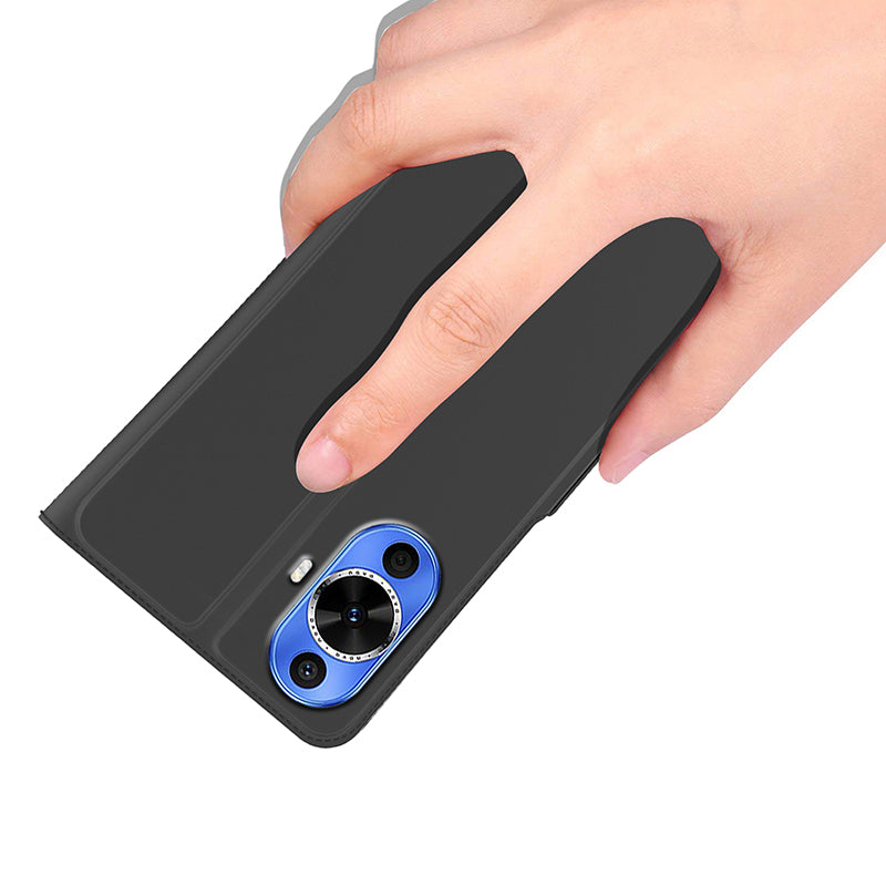 For Motorola Edge 50 Pro 5G Case Card Holder Leather+TPU Stand Phone Cover - Black