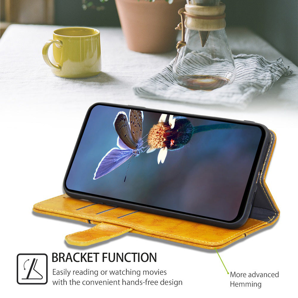 For Realme 12 Pro 5G / 12 Pro+ 5G Case Geometric Splicing Stand Cell Phone Cover with Wallet Design - Yellow