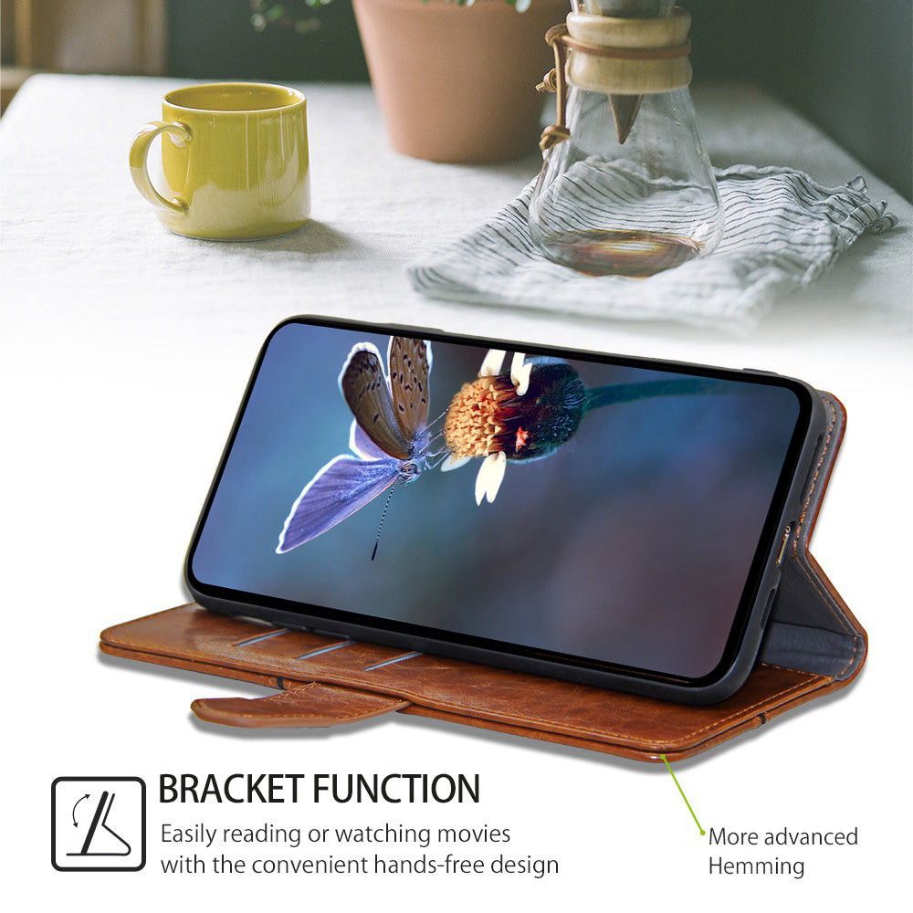 For Realme 12 Pro 5G / 12 Pro+ 5G Case Geometric Splicing Stand Cell Phone Cover with Wallet Design - Light Brown