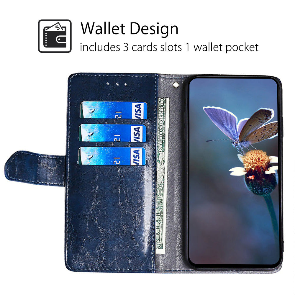 For Realme 12+ 5G Case Magnetic Closing Geometric Splicing Phone Stand Cover - Blue